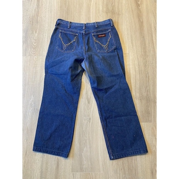 Vintage Wrangler Western Jeans Gold Embroidered Sz 34x26 Unisex Adult 80s Aztec - Picture 9 of 9